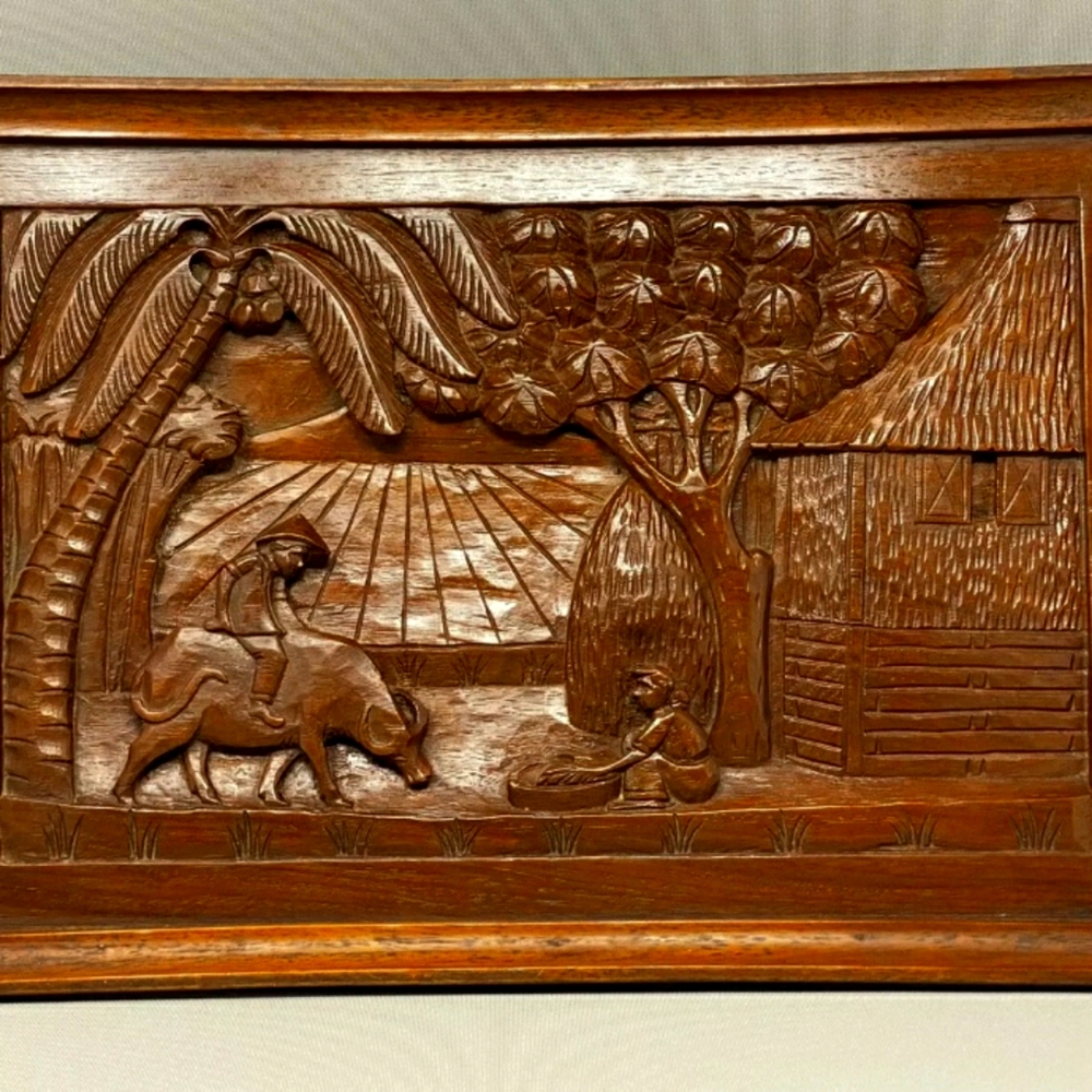 Hand-Carved Wooden Serving Tray